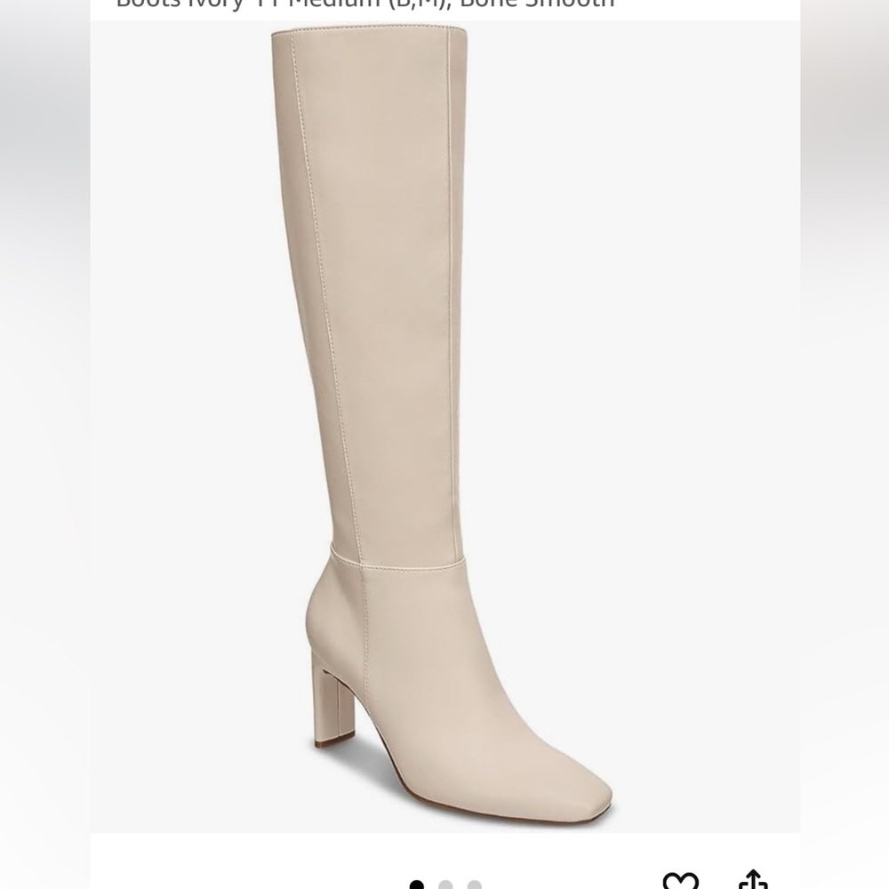 Alfani Womens Tristanne Faux Leather Tall Knee-High Boots Ivory 10M Bone Smooth